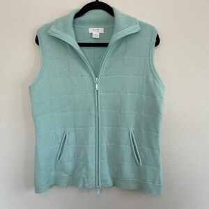 Vintage Marshall Fields 100% Thick Cashmere Sweater Sleeveless Zip-Up Vest XL